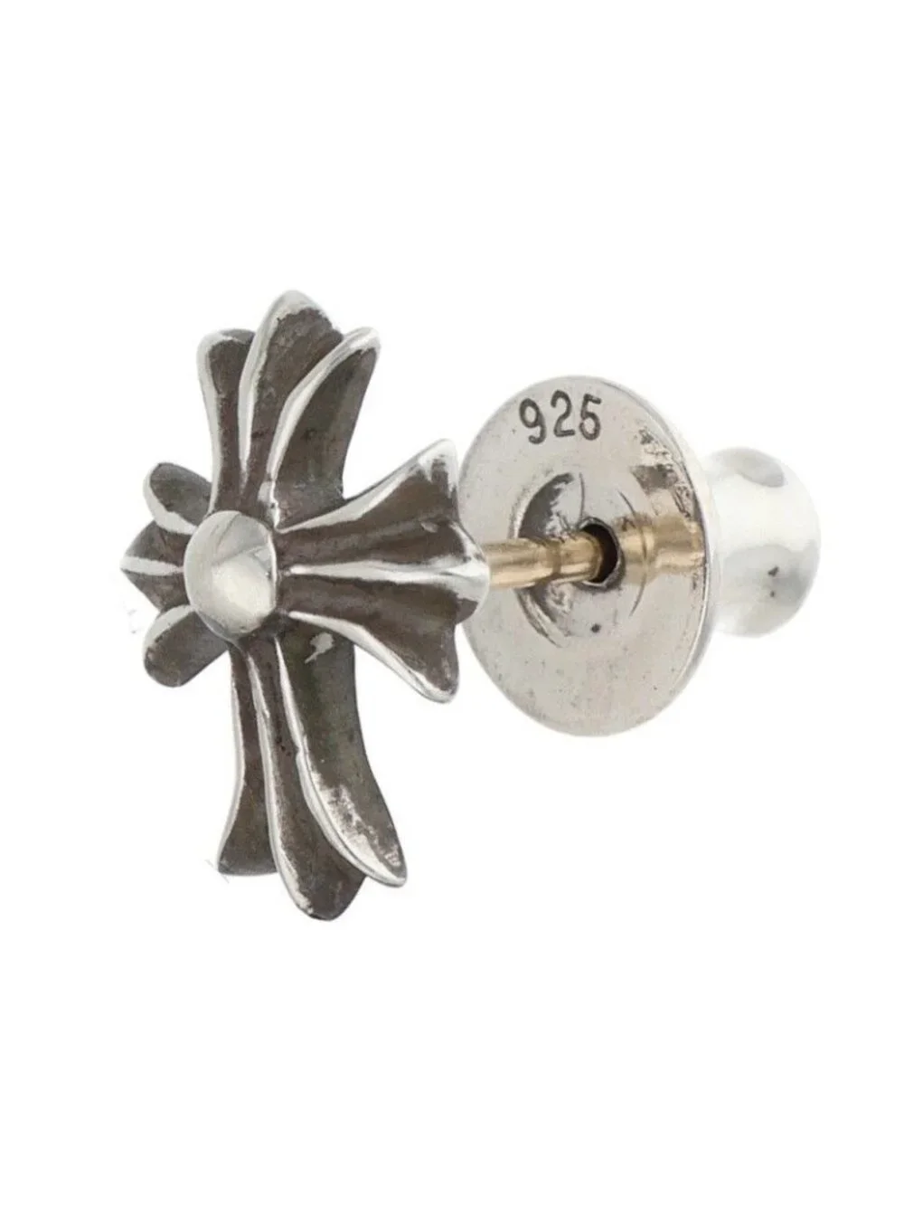 Chrome Hearts No2 CH Crs CH Cross Stud Silver Earrings